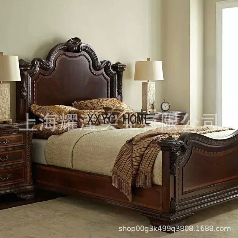 Cama box velha retro madeira maciça, europeu