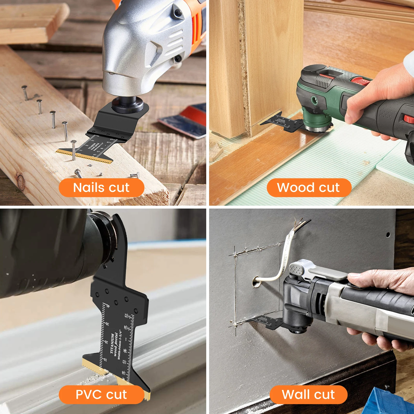 Lame per sega oscillanti in titanio da 20 pezzi Lame multiutensile oscillanti per taglio efficiente per viti per chiodi in metallo e legno Taglio in plastica