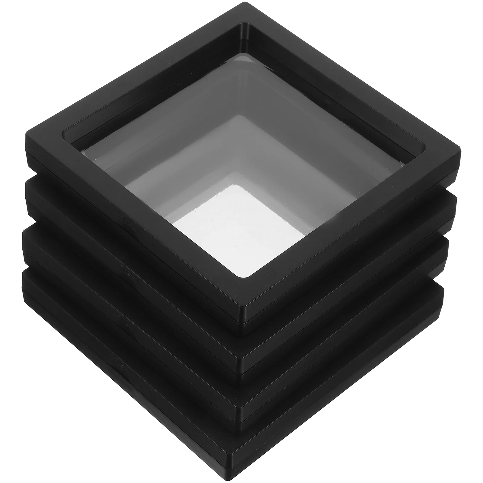 

4pcs Transparent Jewelry Display Case Box For Ring Bracelet Coin Storage Desktop Organizer Pe Film Rack