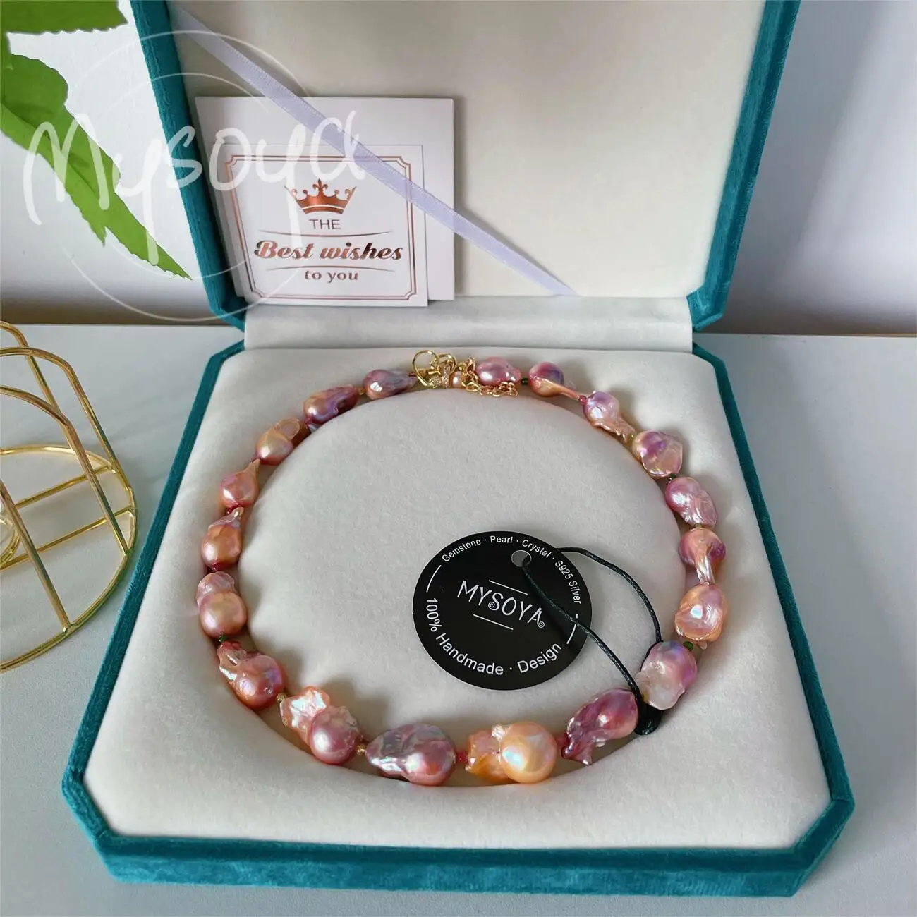 

MYSOYA 13-16 мм фиолетовое жемчужное турмалиновое ожерелье в стиле барокко, подарочная коробка, ювелирные изделия унисекс, идеально подходящее для свадьбы, дня рождения, Рождества, Нового года