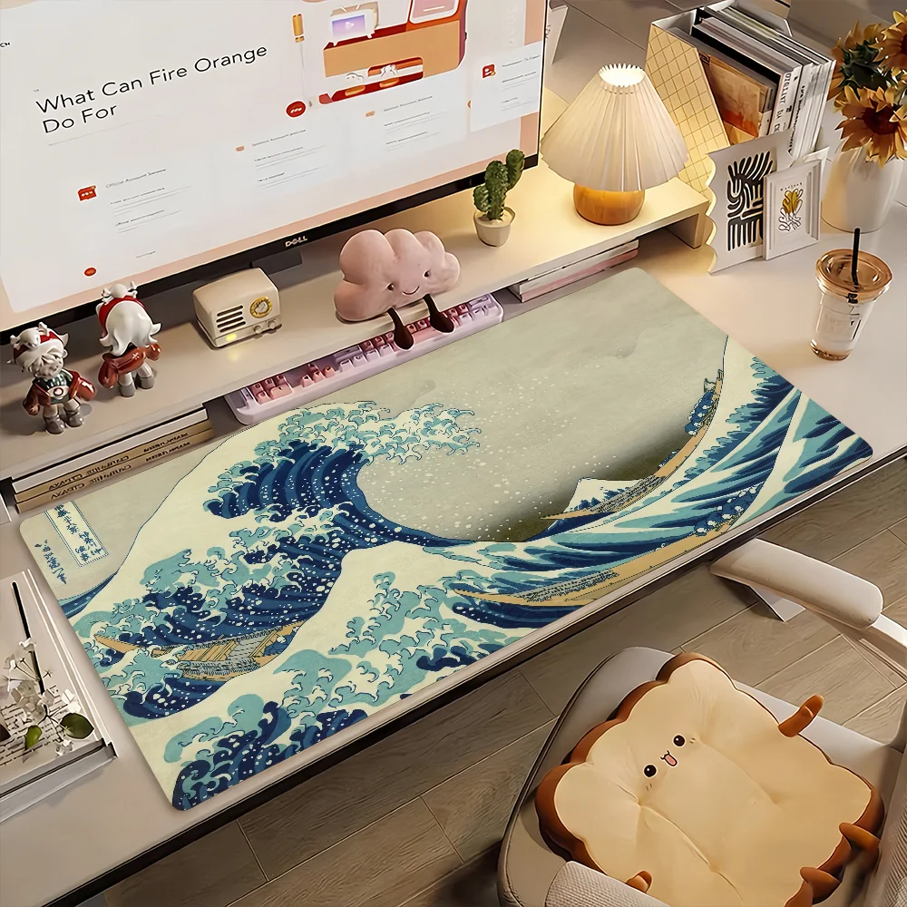 

Art K-Katsushika Hokusai Mouse Pad Non-slip Rubber Gamer Balance Computer Mat Decoracion Deskmat Laptop Office Large