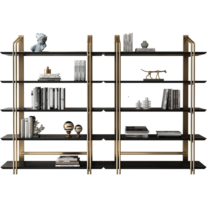 Bookcase Light Luxury Storage Cabinet Stainless Steel Living Room Locker Household Multi-Layer