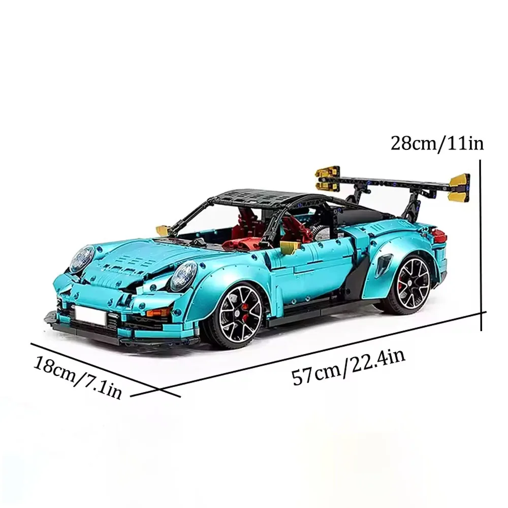 T5026 MOC الأزرق سوبر سيارة رياضية 1:8 نموذج مدينة 911 الرياضة سيارة لتقوم بها بنفسك ألعاب إبداعية اللبنات هدية للبنين 3389 قطعة