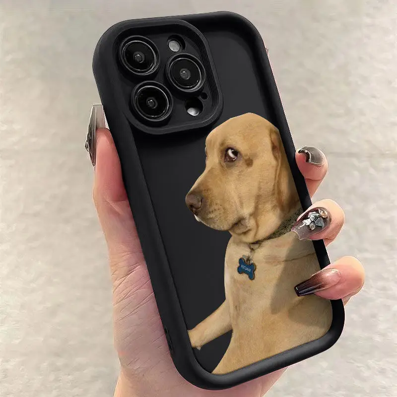 Funny Cartoon Pet Slanted Eye Dog Phone Case for iPhone 16 Pro 15 14 13 12 11 Pro Max Mini XR XS Max Matte Shockproof Soft Shell