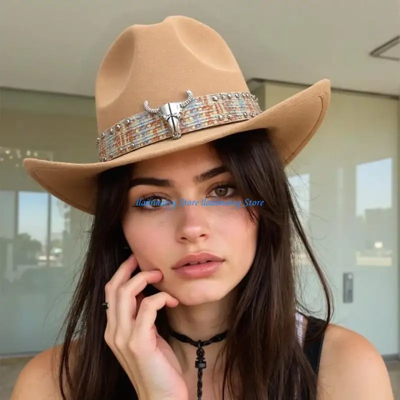 

573B Comfortable Western Styles Hat Casual Sport Hat Craftsmanship Sweatproof Hat for Theme Parties