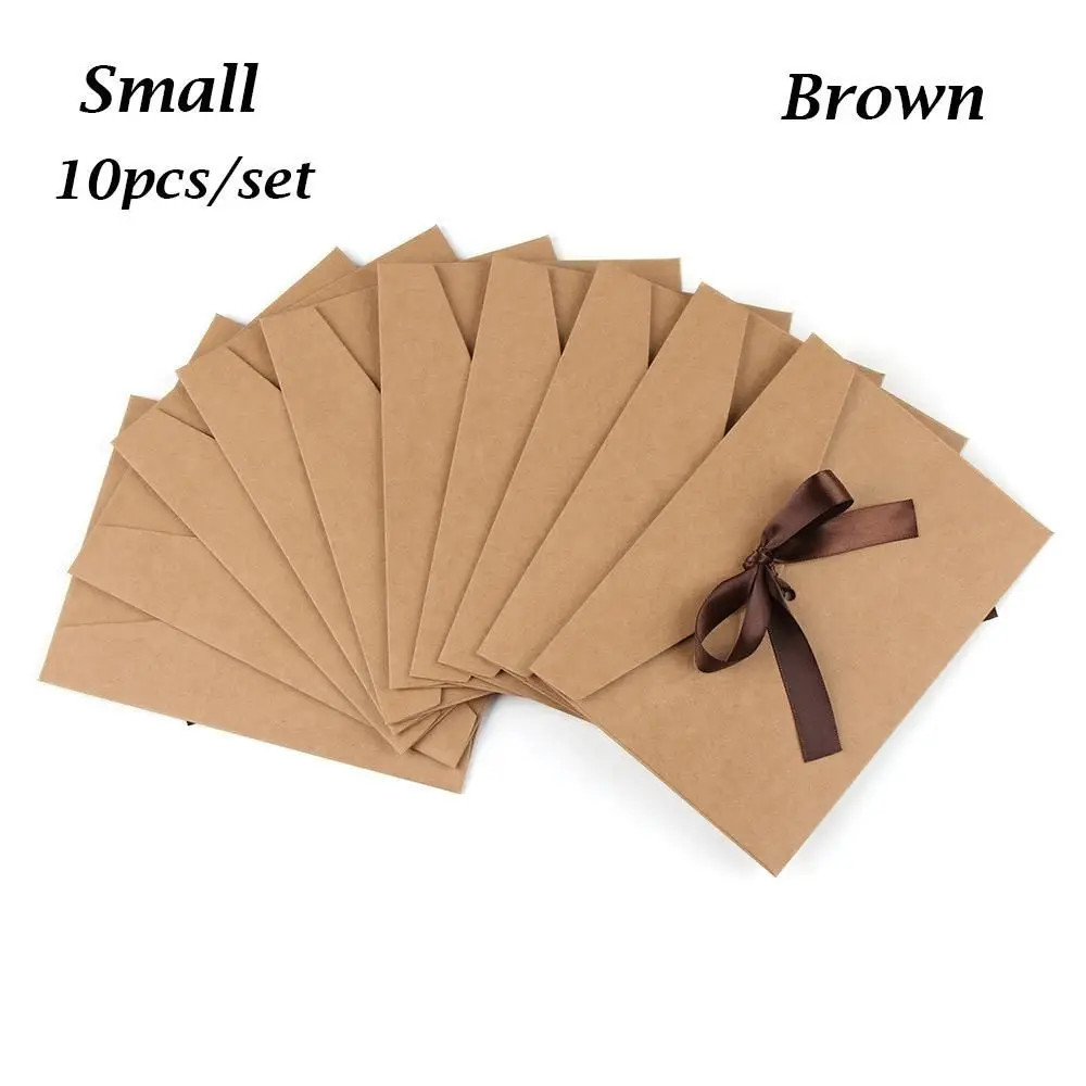 10 Pcs/ Set Gift Multicolor Retro Creative Pearlescent Paper Envelop Envelope Greeting Card Bags Ribbon Mailer
