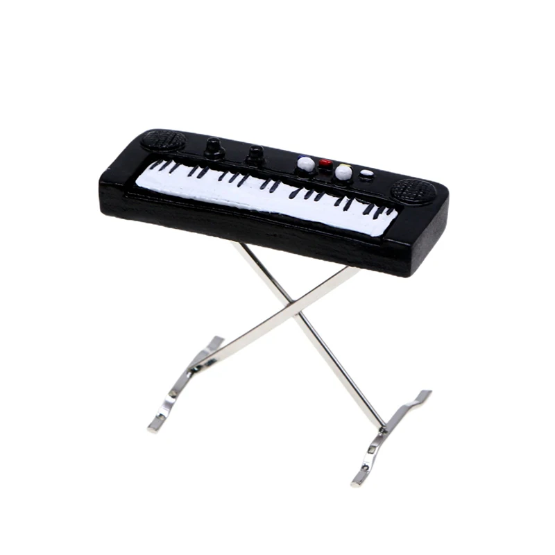 1 Stuk 1:12 Poppenhuis Miniatuur Elektronisch Toetsenbord Piano Muziekinstrument Model Versiering Home Decor Speelgoed Pop Huis Accessoires