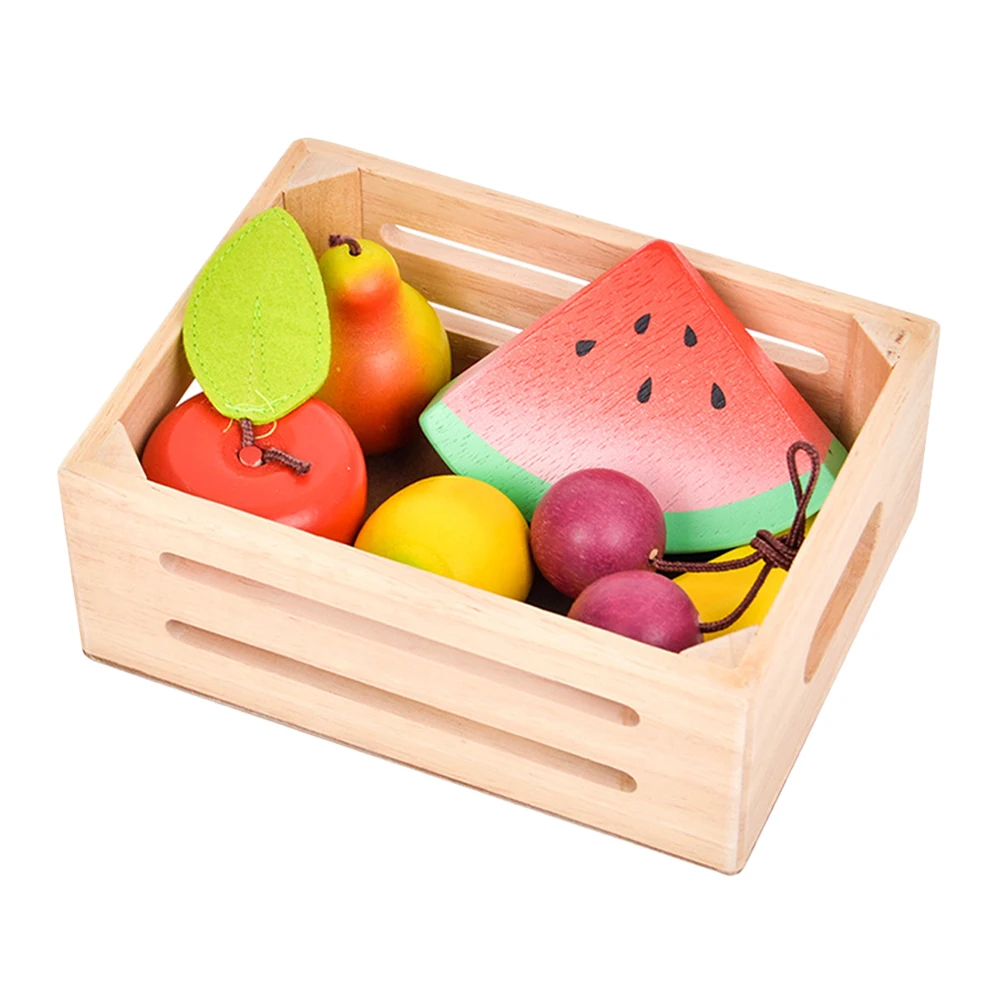 1 set di frutta con cornice in legno, giochi di finzione, apprendimento, strumento educativo Montessori, frutta artificiale realistica, simulazione, puntello decorativo