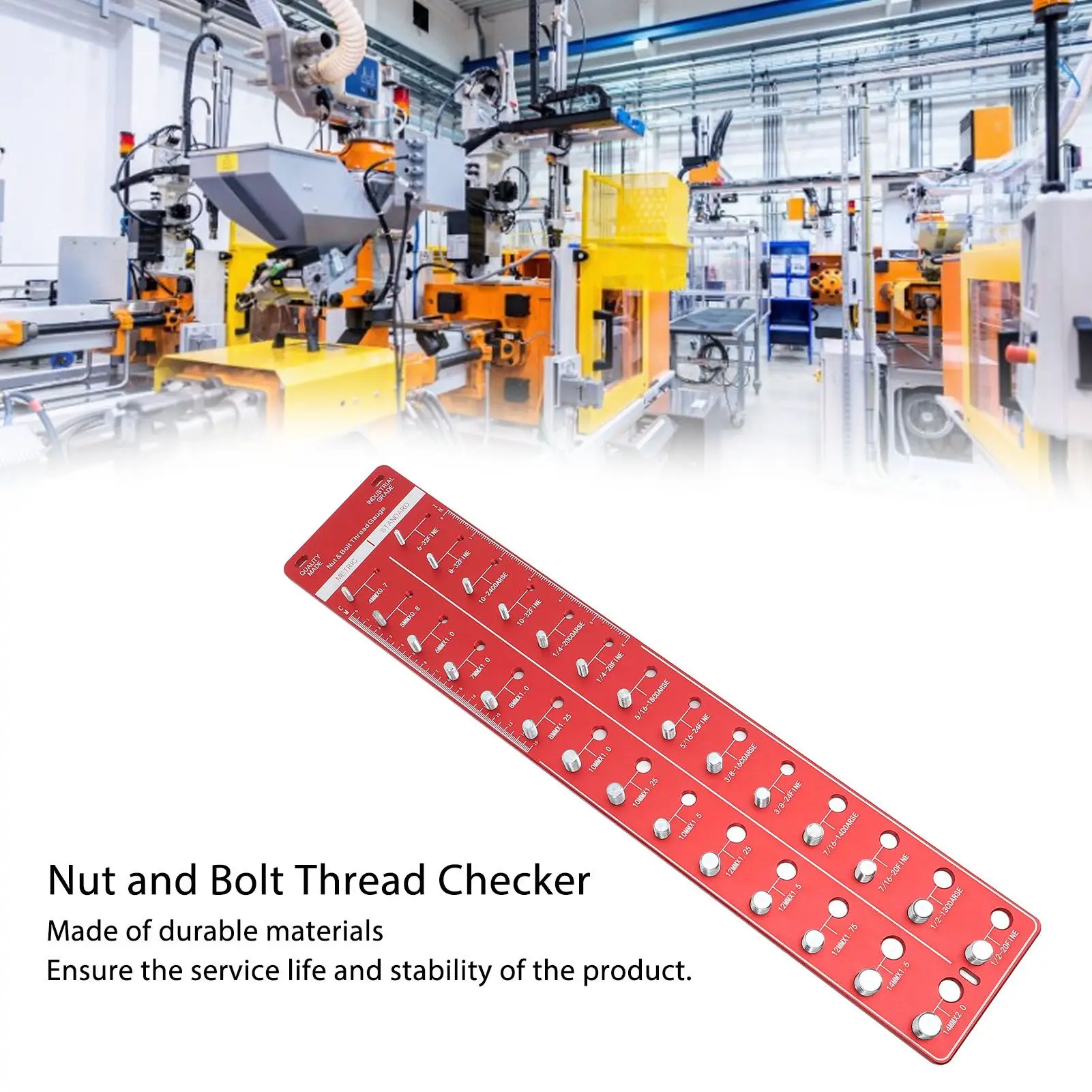 Bolt and Nut Identifier Gauge 10B21 Carbon Steel High Accuracy Nut and Bolt Thread Checker for Detecting Fixed Bolts 51x10
