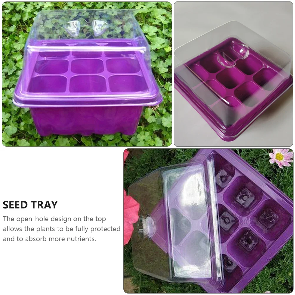 

2pcs Nursery Box Plant Tray Durable Edge-free Design Starter Tray for Seedlings Garden Indoor Plants Gardening Sprouting Case