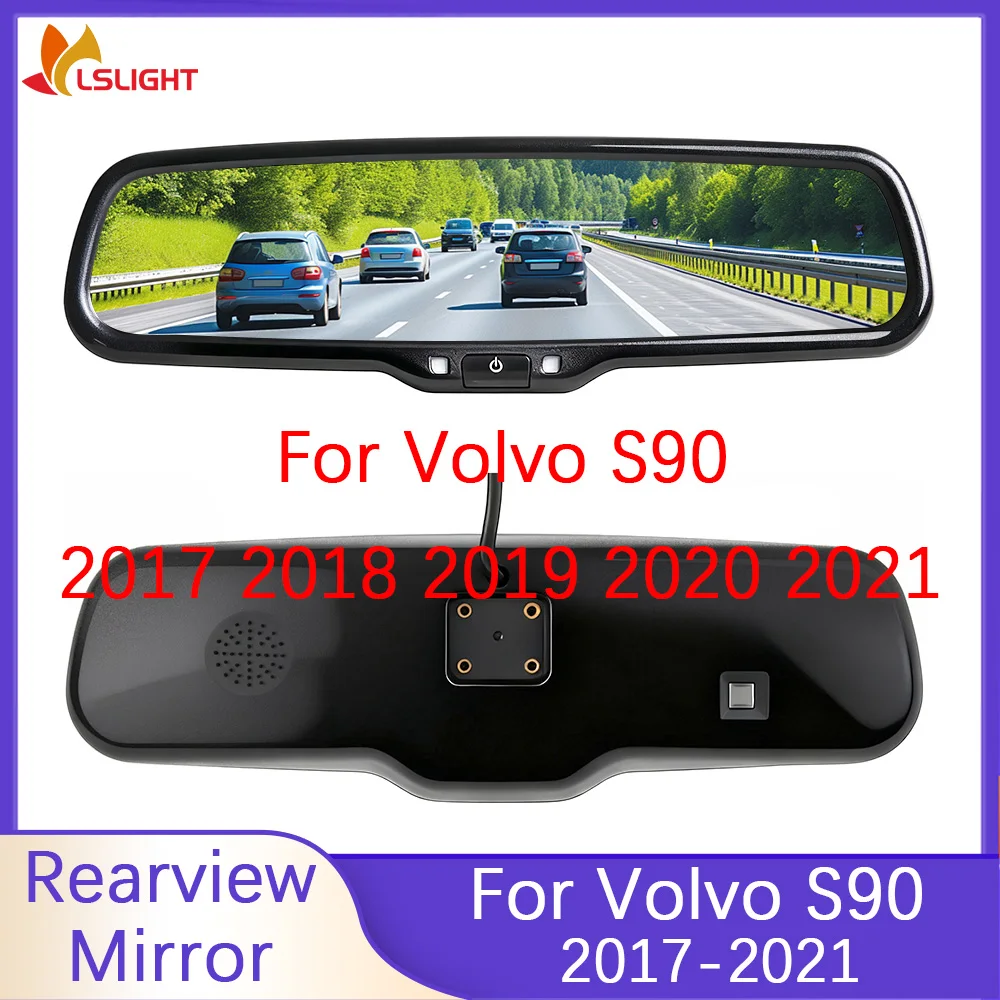 Car Rearview Mirror For Volvo S90 2017 2018 2019 2020 2021 HD Reversing Full Screen Display Monitor Supports 1080P 720P AHD CVBS