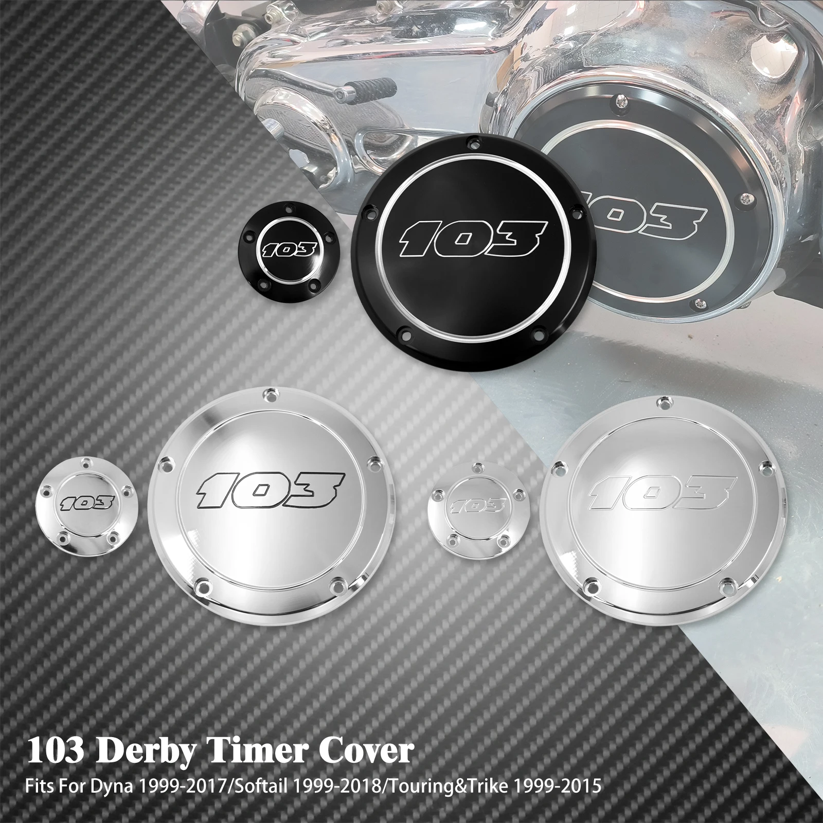 Cubierta lateral del embrague del motor de sincronización Derby 103 para motocicleta, color negro/cromo, para Harley Touring Dyna Softail Electra Glide Street Bob FLHX