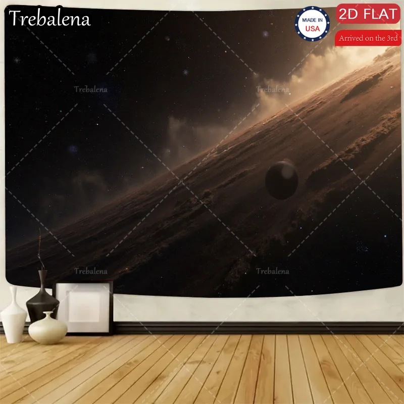 

1pc Wall Tapestry "Starry Night Mars Landscape Tapestry - Modern Space Decor for Home"