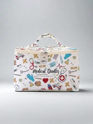1pc，Portable travel cosmetics with medical supplies patterns, large capacity travel storage bags, cute and stylish makeup bags