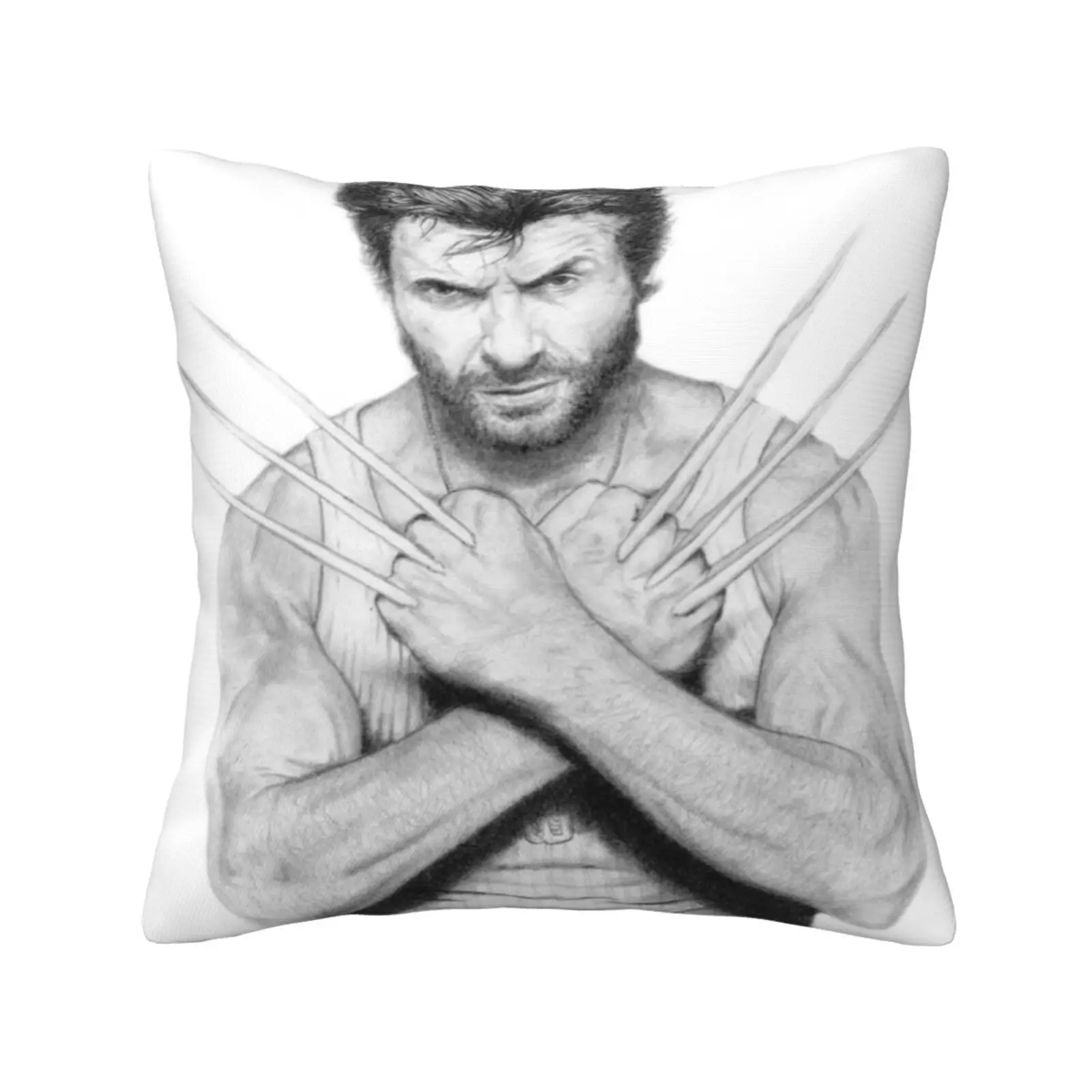 Hugh Jackman : Pillows Case Bedroom Home Decoration Hugh Jackman Actor Xmen Comic Movie Sketch Graphite Mutant Fan Art Logan