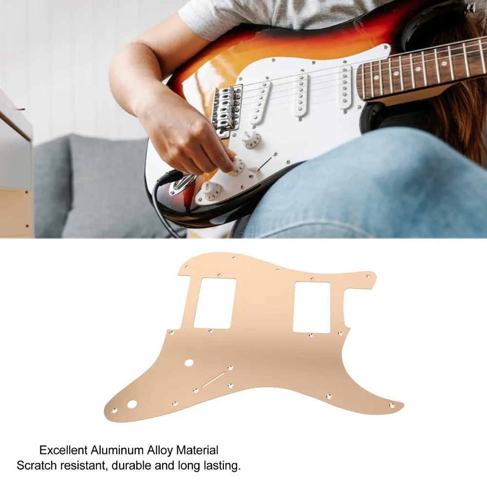 Aluminum Alloy Electric Guitar Pickguard Champagne Gold 11 Hole HH HH For Strat Pickguard Guitar Scratch Plate view 5