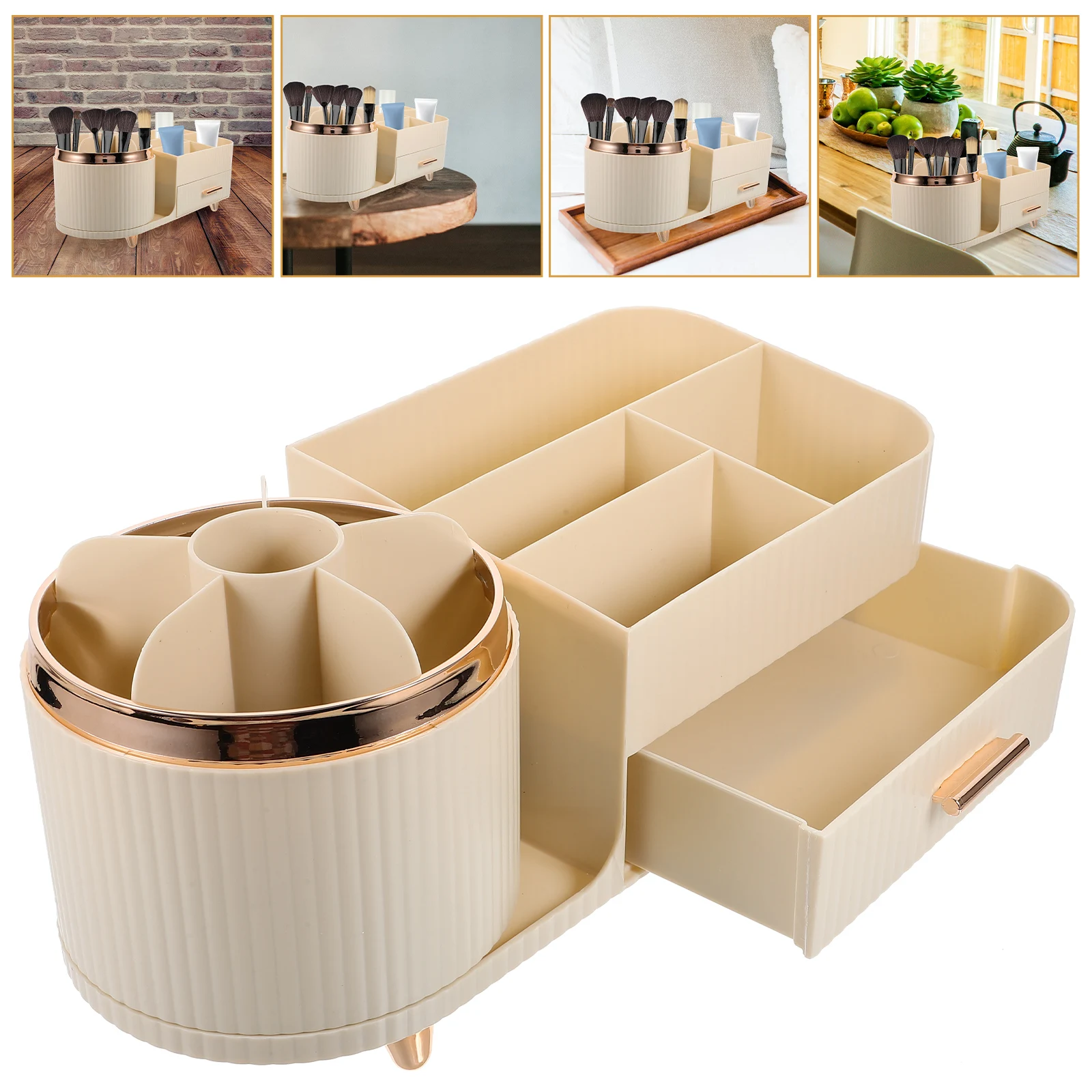 

Large Makeup Holder Rotating Organizer No Cover Organizer Desktop Display Cases Beauty Tools Storage