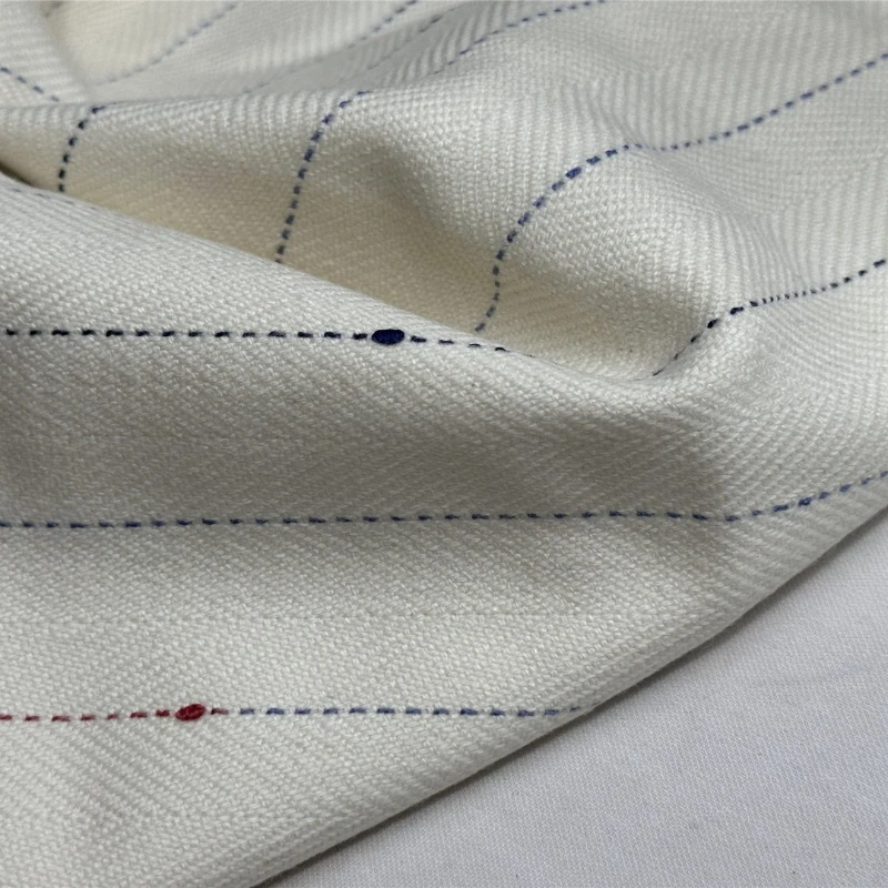 L100XW145CM White Worsted Herringbone Wool Fabric Premium Wrinkle Resistant Designer Edition Pants DIY Fabric for Sewing