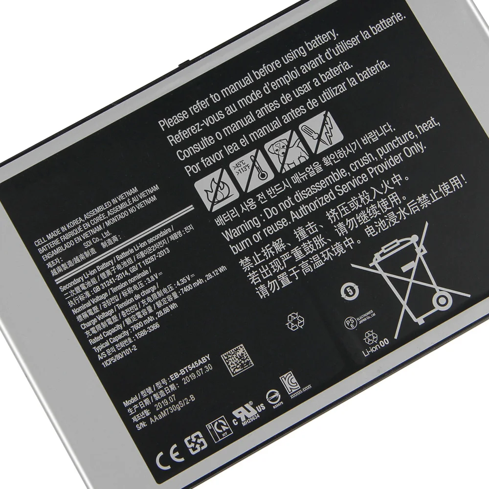 High-Quality Battery EB-BT545ABY For Samsung Galaxy Tab Pro Active pro T545 SM-T545 7600mAh  Battery