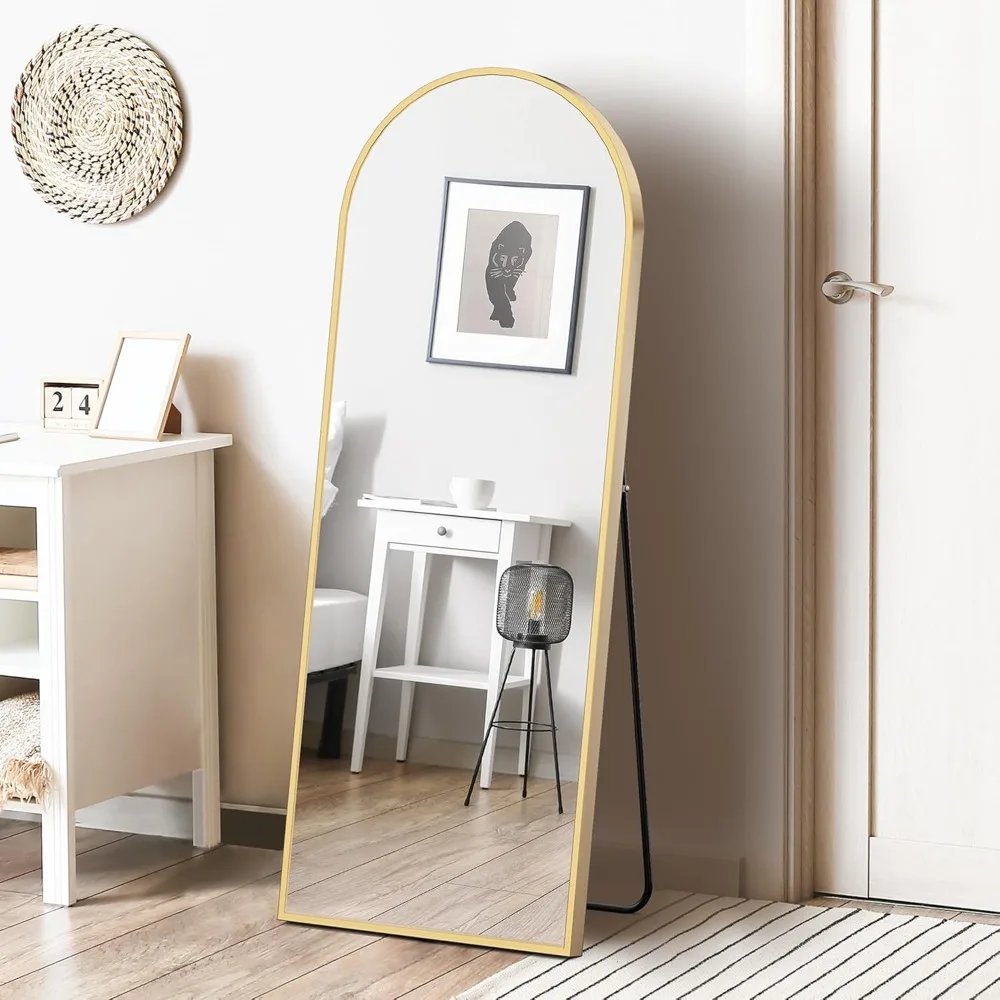 

64"x21" Arched Full Length Mirror with Stand, Wall Mounted Body Mirror for Bedroom and Living Room, Vintage Decorative with Expl