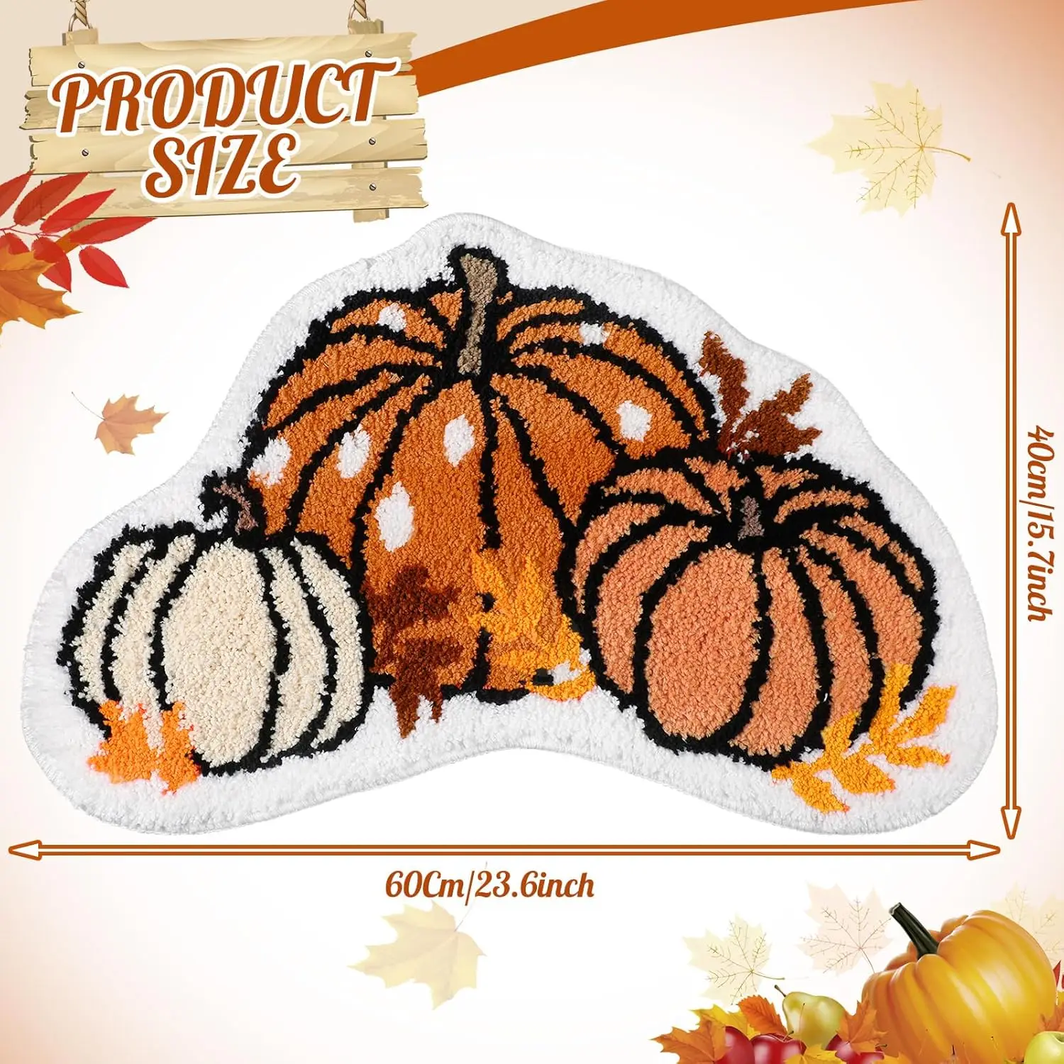 VIKAMA Fall Pumpkin Bathroom Floor Mats Washable Soft Living Room Bedroom Kitchen Rugs Thanksgiving Home Decoration