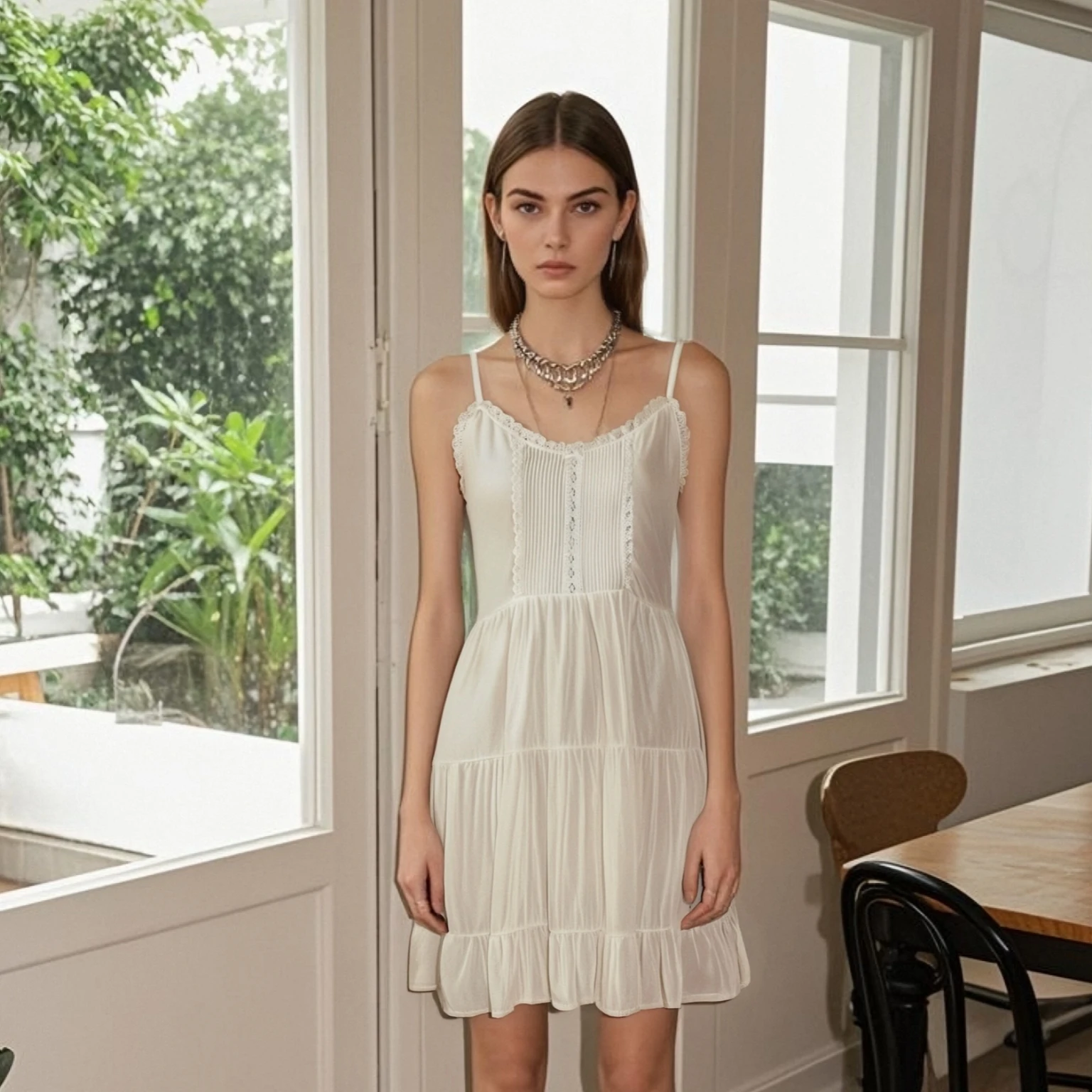 

2025 New Womens Sling Dress with Delicate Lace Detailing and Ruffled Layers Charming and Comfortable y2k