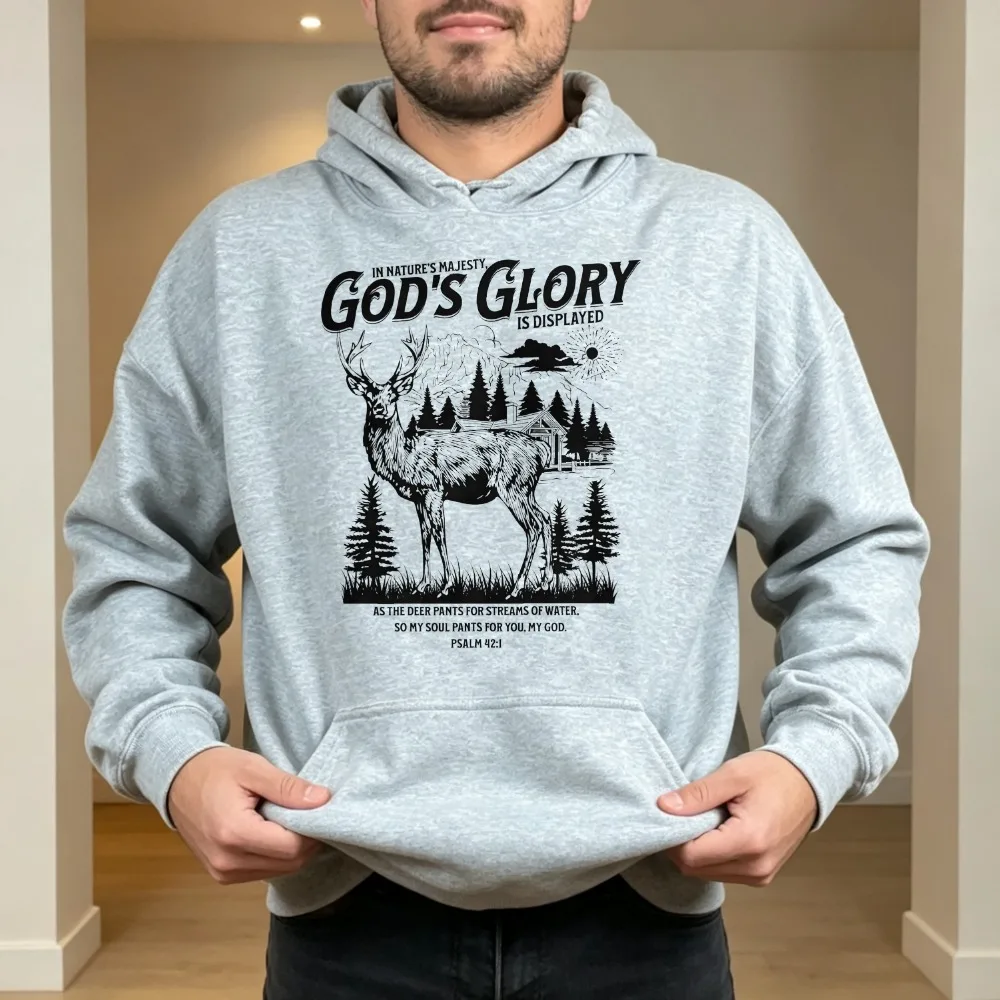 God's Glory Deer Forest T Shirt Unisex Christian Faith Streetwear Graphic Print Short Sleeve Casual Autumn Winter Friends Gift