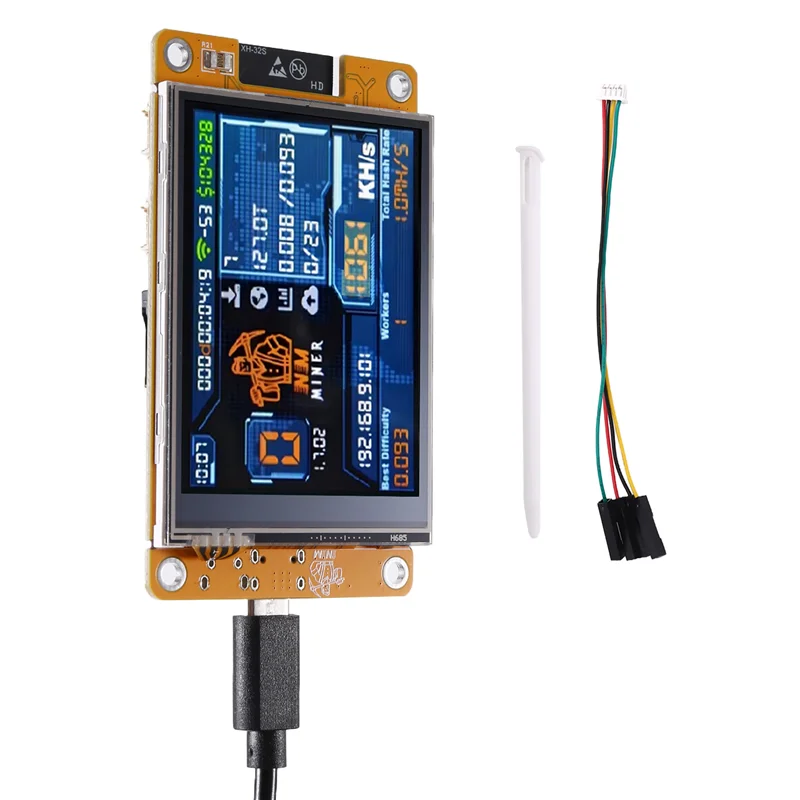 Exquisite-Nerdminer 2.8 Inch Smart Display Bitcoin Crypto Solo Lottery Miner 1060KH/S Upgraded Harshrate Miner