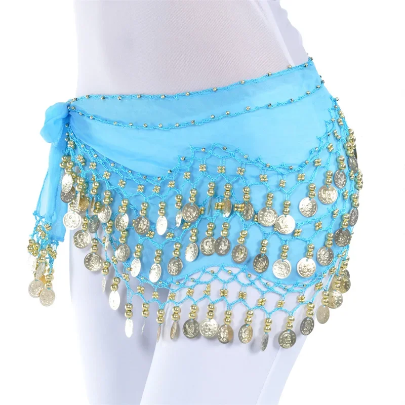 Adult Coins Belly Dance Hip Scarf Glitter Party Stage Performance Carnival Rave Belt Waist Chain Wrap Mini Skirt Indain Costume