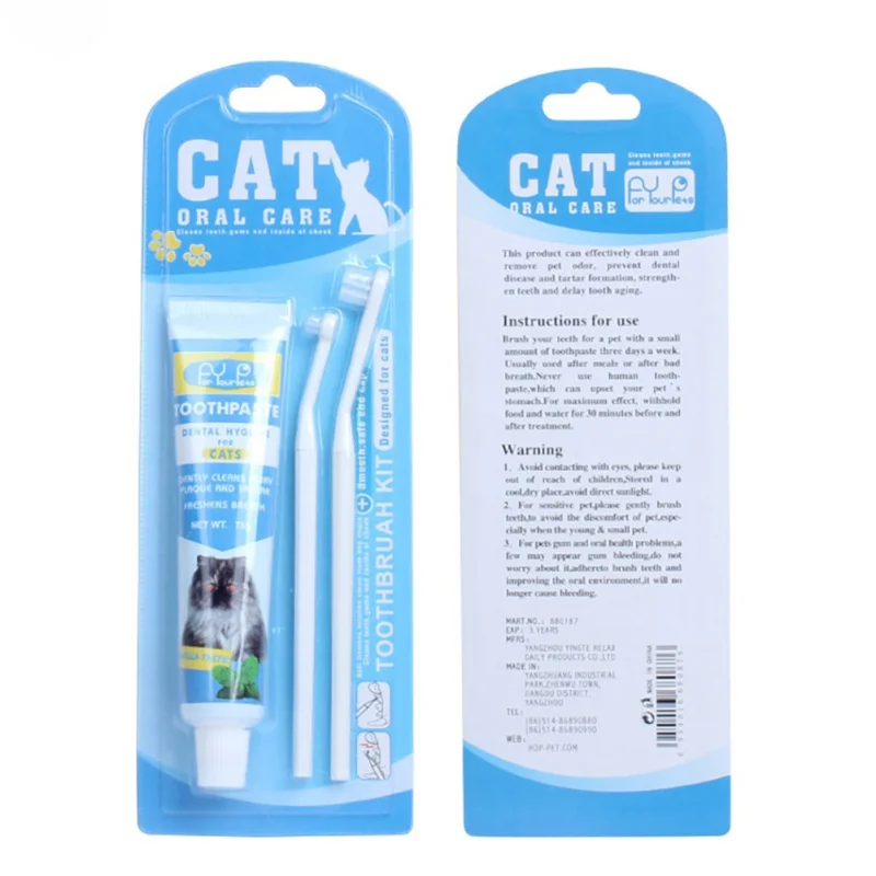 Cat Dog Toothbrush Toothpaste Kit Pet Cleaning Tooth Oral Fresh Cleaner Puppy Kitten Gel Toothpaste Set Pet Grooming Supplies