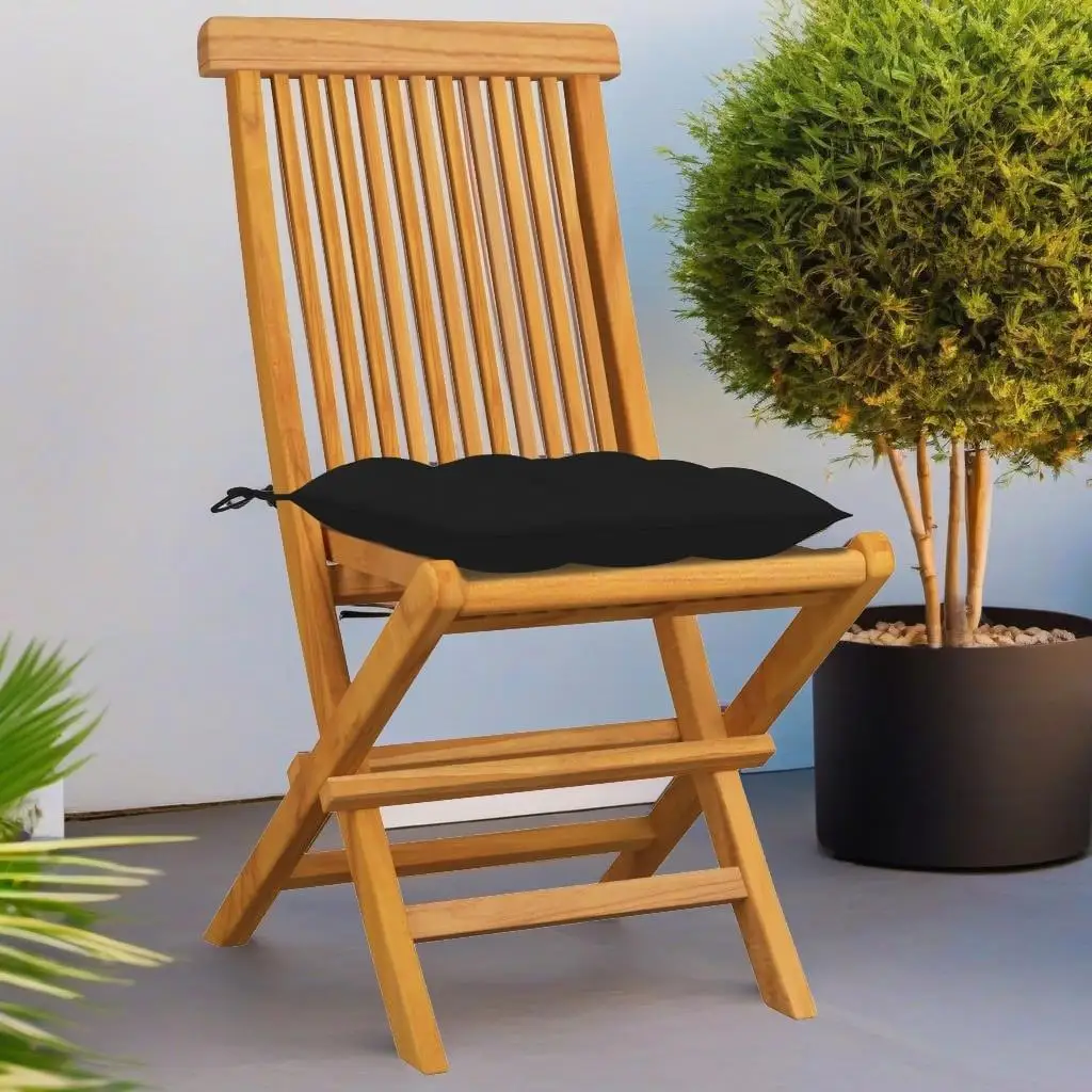 4 PCS Solid Teak Wood Patio Chairs with Black Cushions - Stylish Outdoor Seating Set