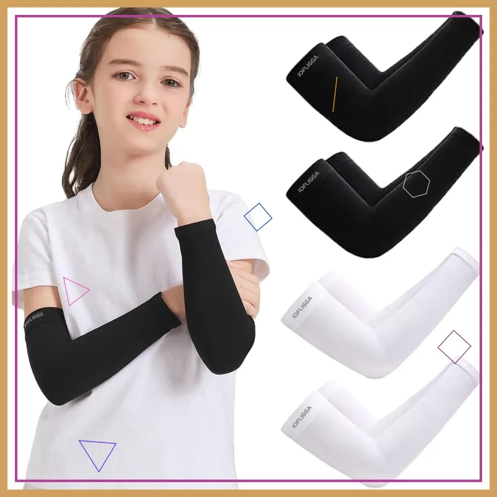 

4 Pairs Kids Arm Sleeves, UV Sun Protection Cooling for Youth Boys Girls Toddler Sports Running