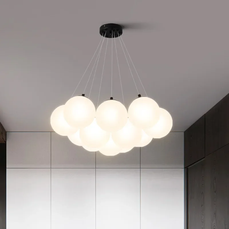 Nordic Style Glass Ball Led Pendant Lights for Living Dining Room Kitchen  Bedroom Chandelier Home Decor Hanging Light Fixture