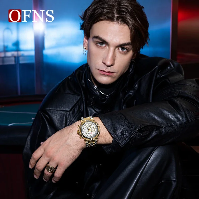 OFNS-Montre à quartz étanche pour homme, Six illac, multifonction, affaires, loisirs, sport, mode, nouveau, 2024, 5516