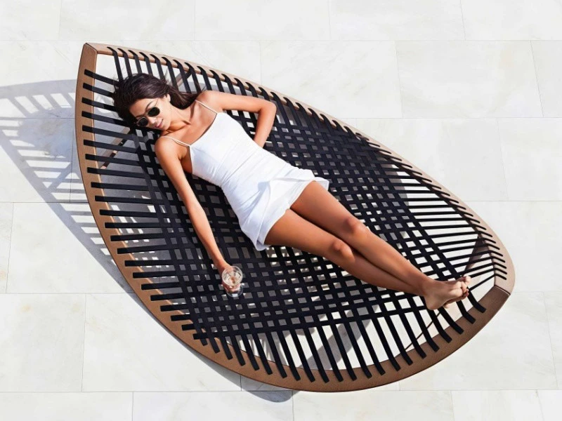 

Nordic Outdoor Bed Courtyard Villa Terrace Waterproof and Sunscreen Rattan Recliner Bed and Breakfast Garden Balcony Furniture
