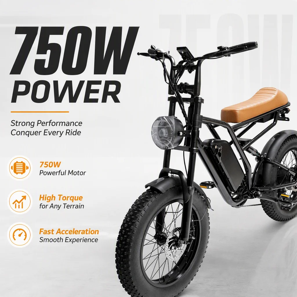 750W Fat Tire Electric Bike for Adults, 48V 15.6Ah E-Bike with 3 Riding Modes & 5 PAS Levels, Shimano 7-Speed, Full Suspension, E-ABS Brakes, 20