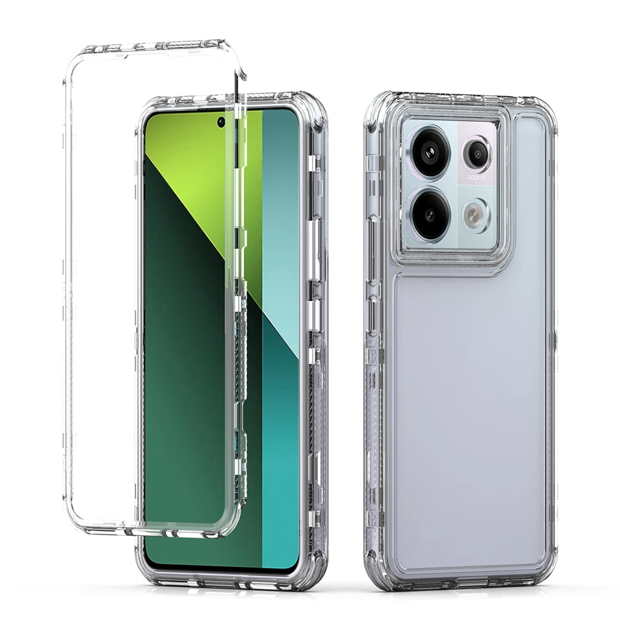 Coque de téléphone portable transparente 3 en 1 pour Redmi Note 13, 13Pro, 13C, 5G, Note 12, 12Pro, 12C, Dstress- Verde, Shock-Verde, Protection efficace