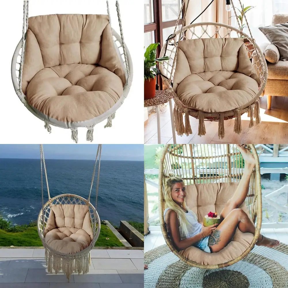 

waterproof sun-resistant washable wicker hanging seat cushions for outdoor swings in light coffee