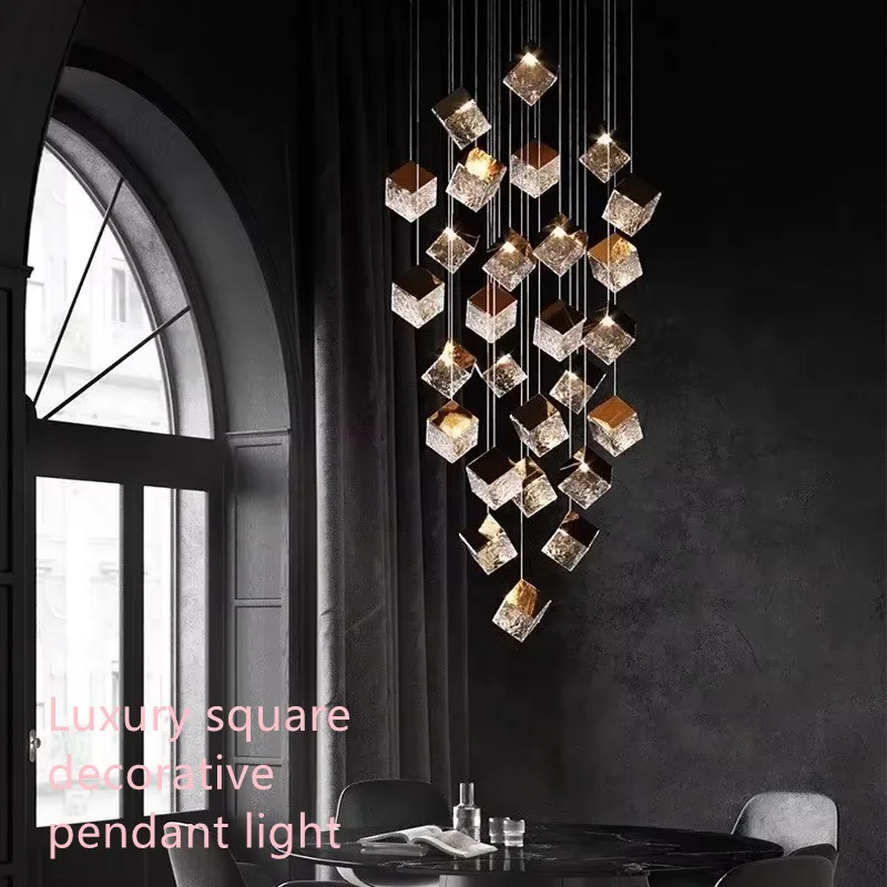 

Modern Minimalist Decor Acrylic Chandelier Apply To Loft Living Room Teahouse Stair Lighting Suspension Design Furniture Indoo