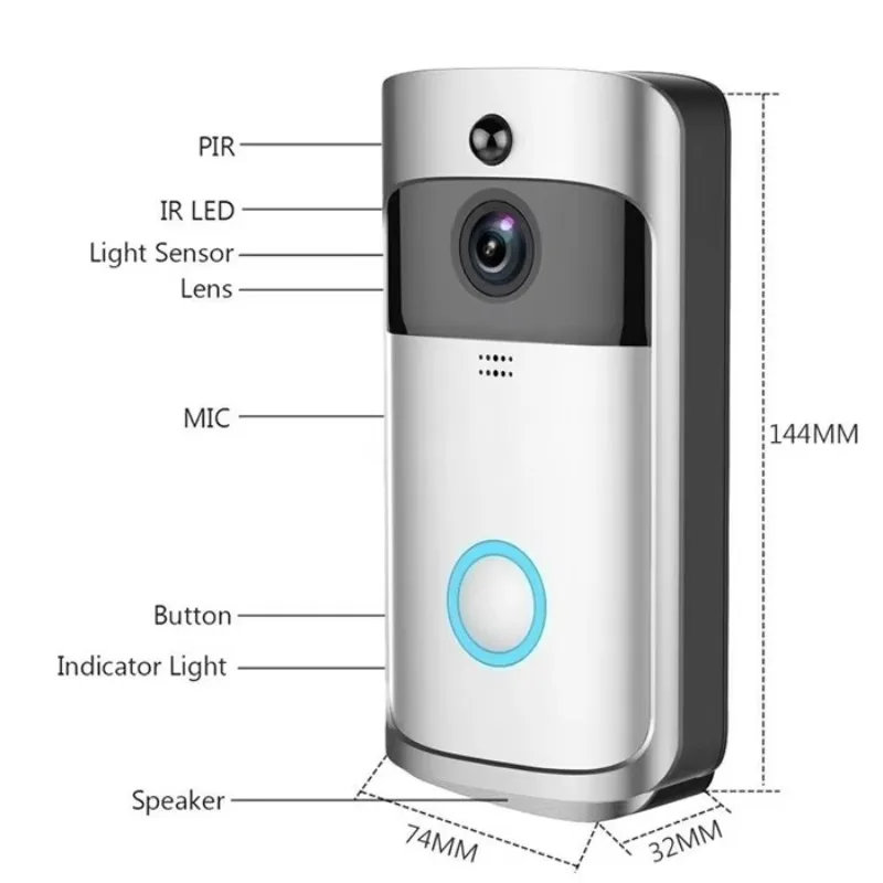 Smart Doorbell Wifi Wireless Call Intercom Door Access Control Bell Ring with Door Eye