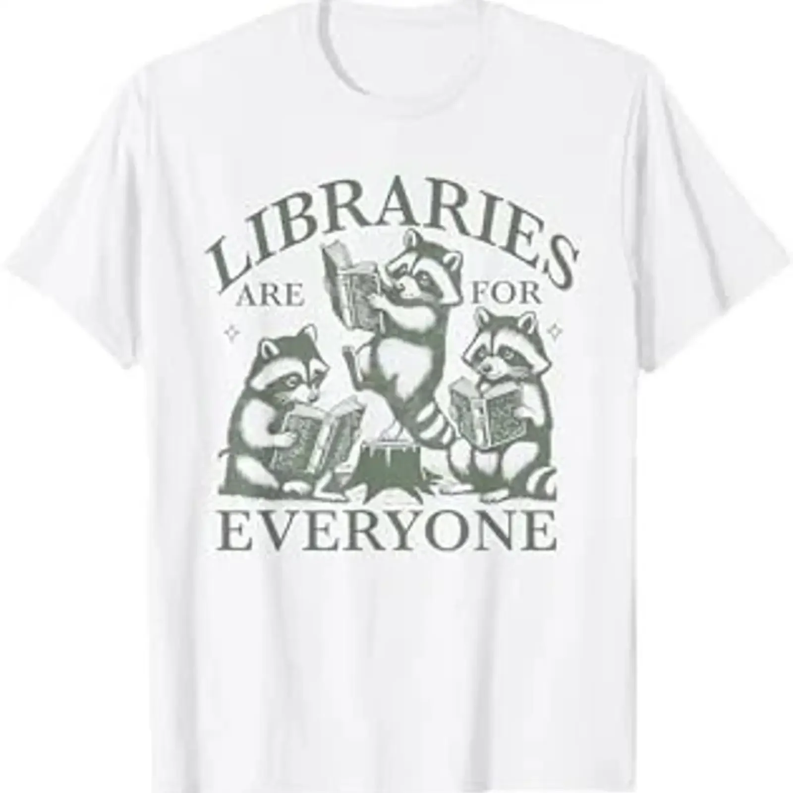Libraries Are For Everyone Racoon Read Banned Book Librarian T Shirt vintage Washed Slightly Casual Unisex Stretched Stylish