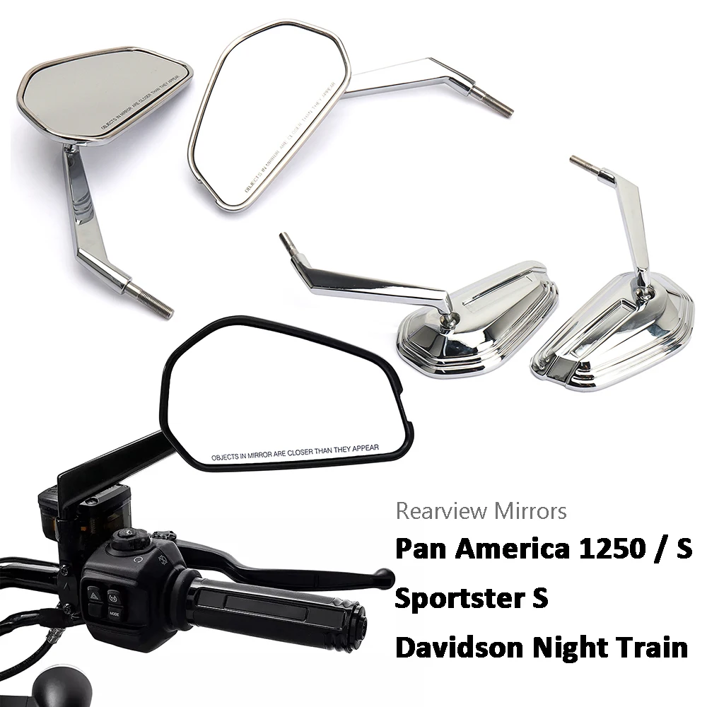 

New Motorcycle Rearview Mirrors Black Silver Side Mirror For Pan America 1250 S PA1250 For Davidson Night Train For Sportster S