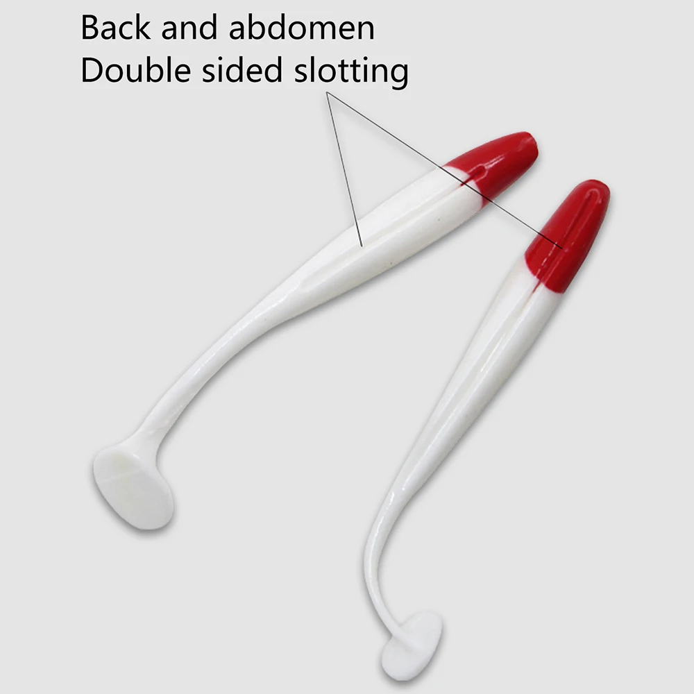 10 Pcs / Bag T-tail Soft Bait Red Head White Bionic Bait Fishing Supplies image 3