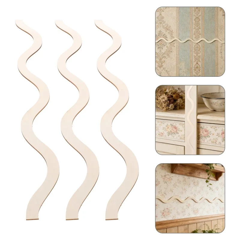Unfinished Scalloped Decorative Wood Trim Scalloped Wood Molding Cute DIY Moulding Trim for Home Wall Cabinet Shelf Window Door
