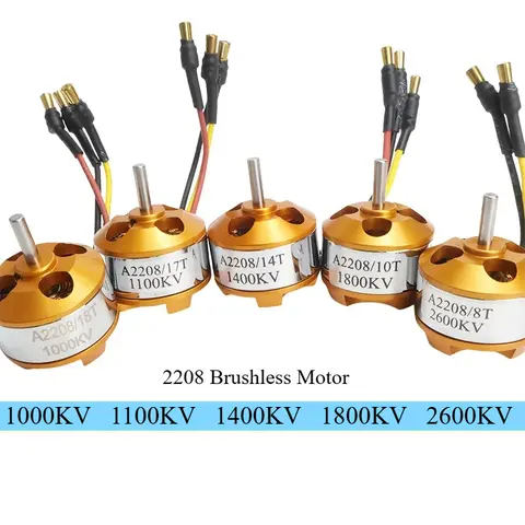 New Brushless Motor A2208 2208 Motor KV 1000 1100 1400 1800 2600 Brush Less Motor Fixed Wing Airplane Car Boar Model Drone Motor