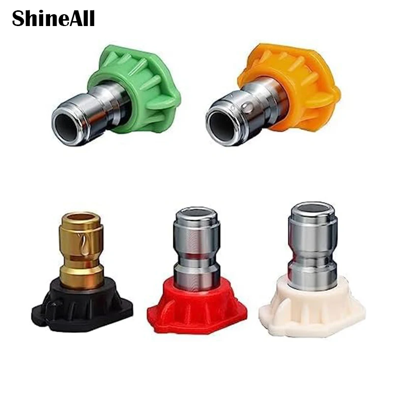 5PCS Stainless Steel Pressure Washer Tips Set Multiple Degrees, Power Washer Nozzle Tips, 1/4 Quick Connect