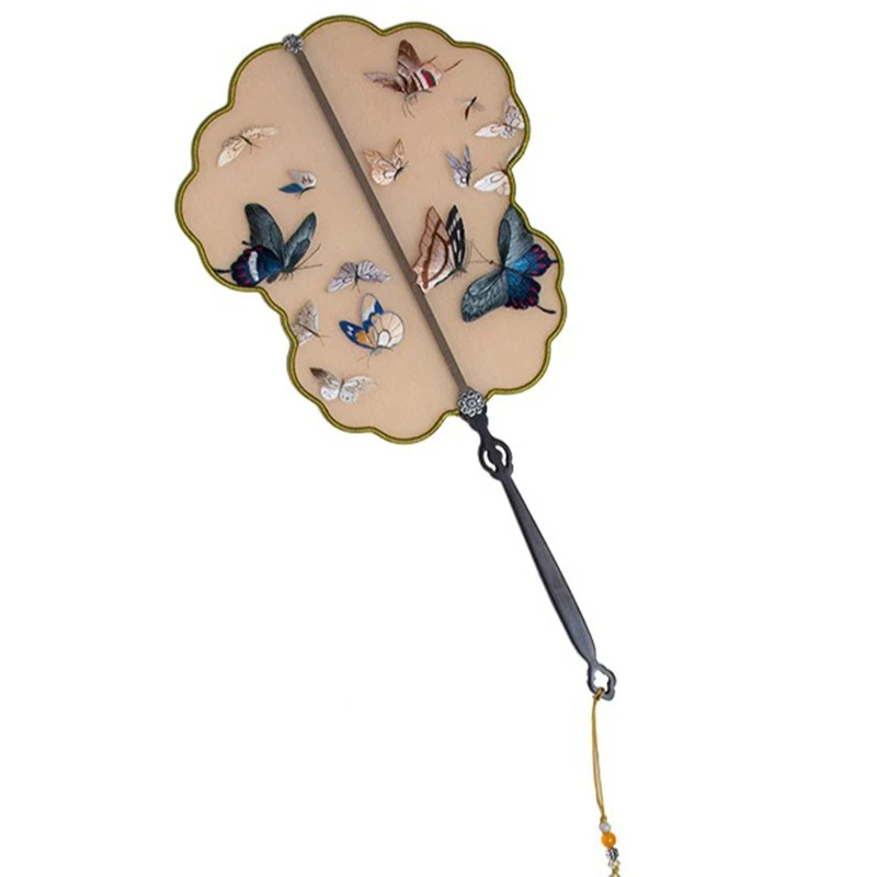 

Suzhou embroidery group fan ancient style embroidery palace fan Chinese double-sided embroidery Hanfu beautiful fan ornament