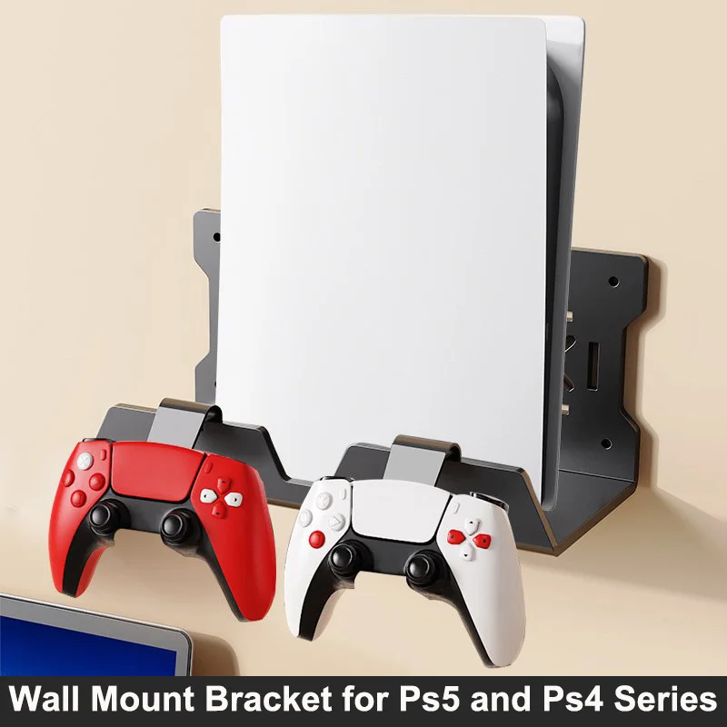 

Настенный кронштейн для Ps5 Ps4 серии, совместимый с Ps4 Original Ps4 Slim/Pro Playstation 5 Slim/Pro, может вмещать два контроллера