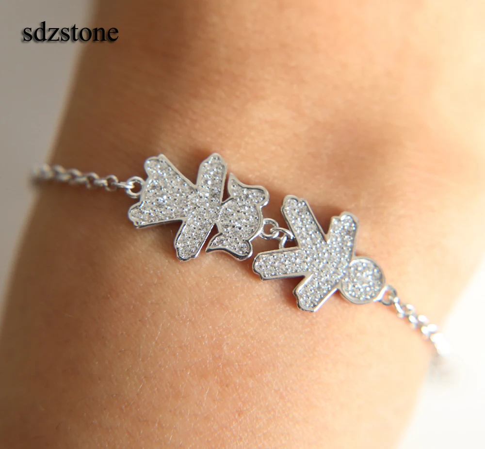 NEW Jewelry Hot 100% 925 Sterling Silver Boy And Girl Silver Chain stamp 925 bracelet for men women