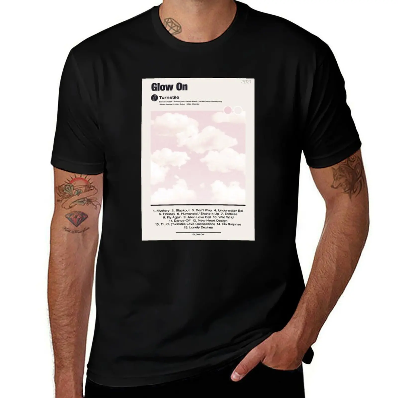 

GLOW ON Turnstile tracklist poster T-Shirt baggy shirts T-shirts man cute tops mens white t shirts